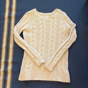 LOFT Ivory Cable Knit Sweater